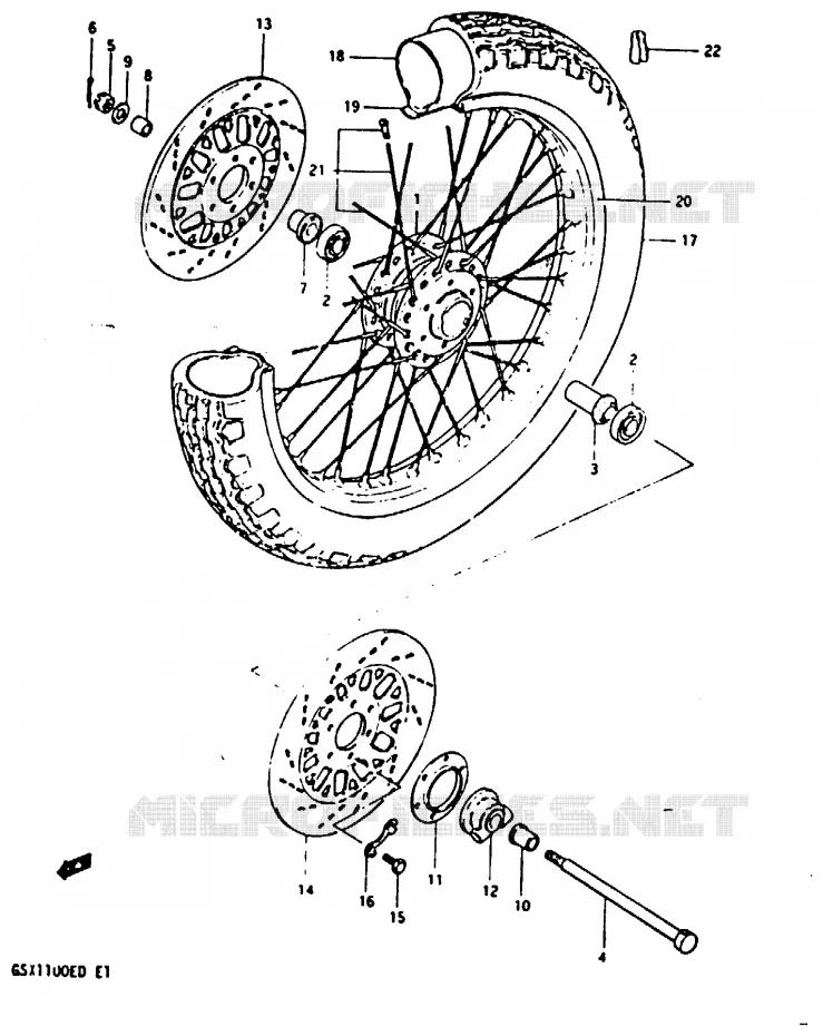 ROUE AVANT (GSX1100Z/D/XD) Suzuki MOTO 1100 GSX-E 1983  GSX1100ESD(Z/D)