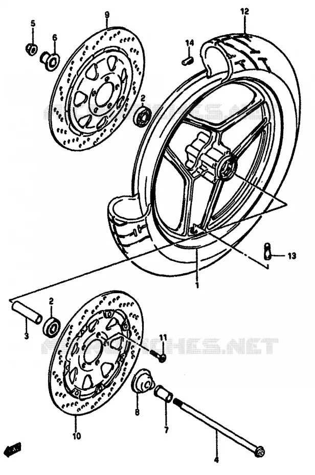 ROUE AVANT (MODELE F/G) Suzuki MOTO 750 GSX-R 1986  GSX-R750G(F/G/H)