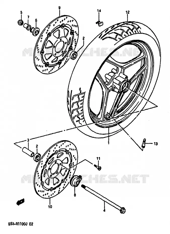 ROUE AVANT (MODELE G) Suzuki MOTO 1100 GSX-R 1988  GSX-R1100J(G/H/J)