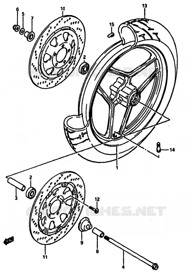 ROUE AVANT (MODELE H) Suzuki MOTO 750 GSX-R 1986  GSX-R750G(F/G/H)