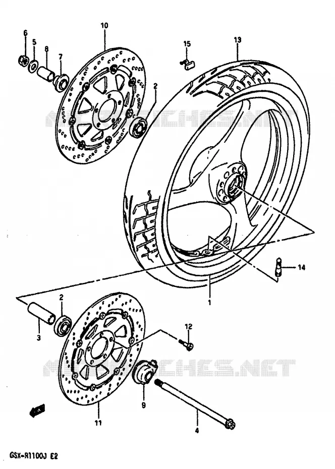 ROUE AVANT (MODELE J) Suzuki MOTO 1100 GSX-R 1988  GSX-R1100J(G/H/J)