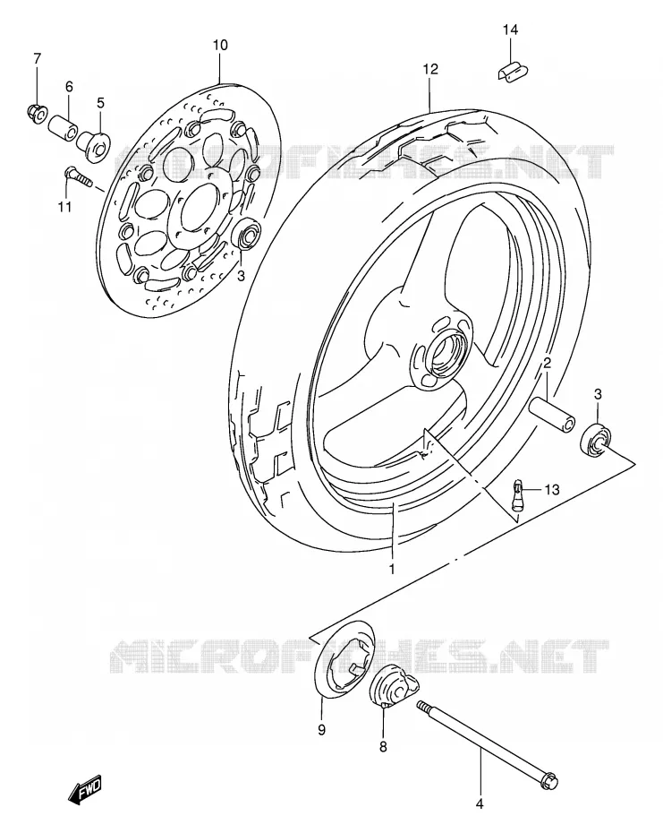 ROUE AVANT (MODELE M) Suzuki MOTO 250 GSX 1993  GSX250FP(E24)