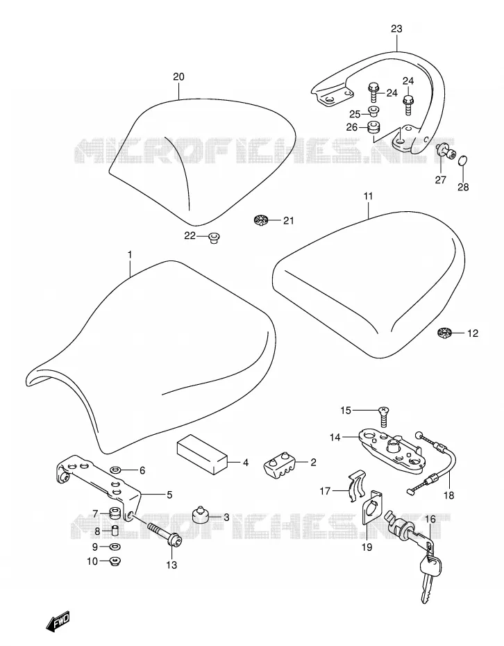SELLE (MODELE K3) Suzuki MOTO 1300 HAYABUSA 2003  GSX1300RU2K3(E2)