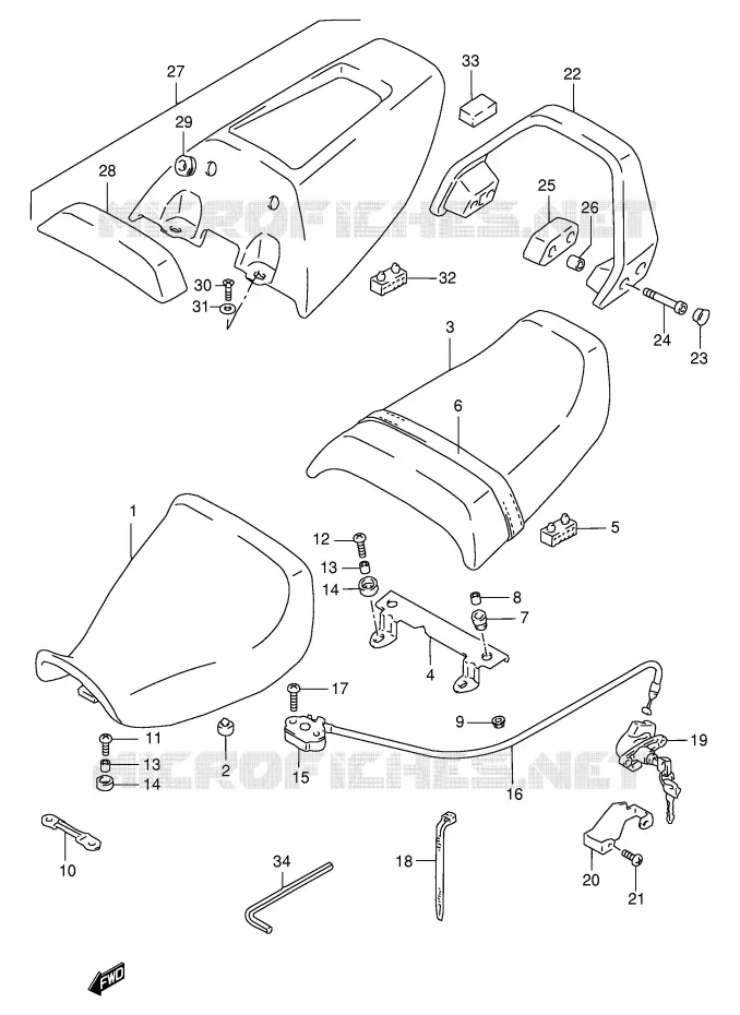 SELLE (MODELE P) Suzuki MOTO 1100 GSX-R 1997  GSX-R1100WV(E2)
