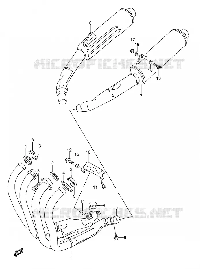 SILENCIEUX (MODELE P/R) Suzuki MOTO 1100 GSX-R 1998  GSX-R1100WW(E28)