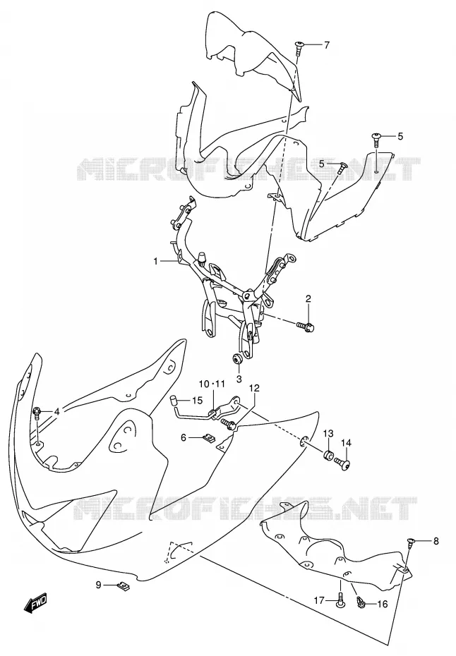 SUPPORTS / FIXATIONS CARENAGES (GSF650S/SA) Suzuki MOTO 650 BANDIT 2005  GSF650SUK5(E2)