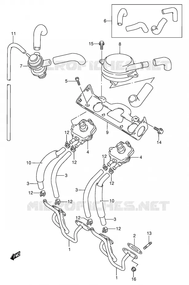SYSTÈME DE RECYCLAGE GAZ D'ECHAPPEMENT (E18) Suzuki MOTO 600 BANDIT 1995  GSF600S/GSF600US
