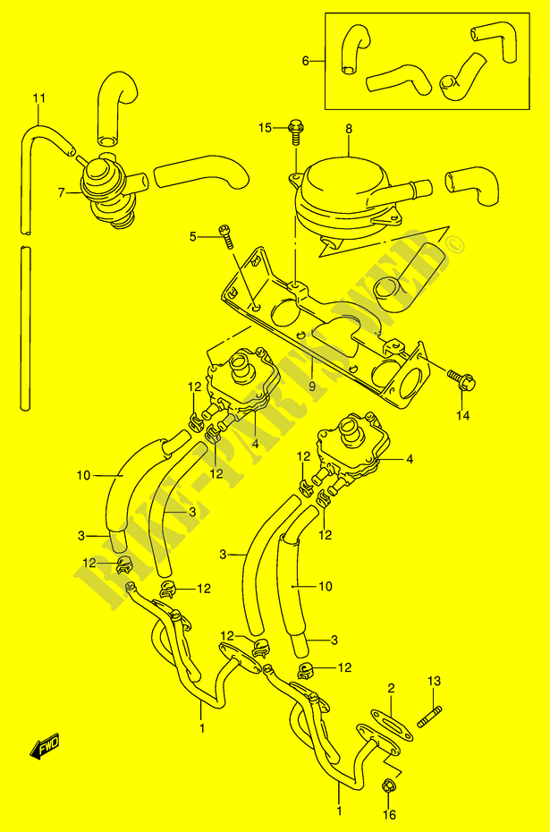 SYSTÈME DE RECYCLAGE GAZ D'ECHAPPEMENT (E18) pour Suzuki BANDIT 600 1996