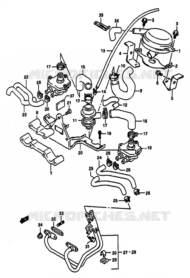 SYSTÈME DE RECYCLAGE GAZ D'ECHAPPEMENT (E18,E39) Suzuki MOTO 1100 GSX-R 1991  GSX-R1100M(M/N)