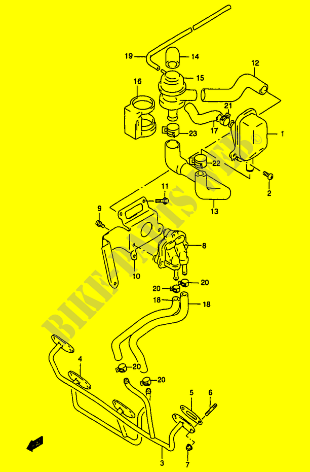 SYSTÈME DE RECYCLAGE GAZ D'ECHAPPEMENT (GSF1200SAV/SAW/SAX/SAY E18) pour Suzuki BANDIT 1200 1999