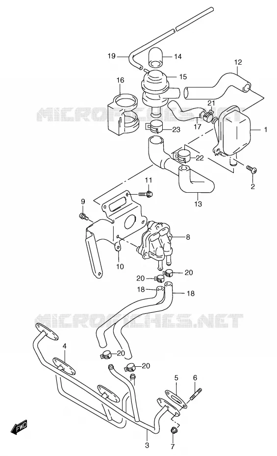SYSTÈME DE RECYCLAGE GAZ D'ECHAPPEMENT (GSF1200SAV/SAW/SAX/SAY E18) Suzuki MOTO 1200 BANDIT 2000  GSF1200SAY(E2)