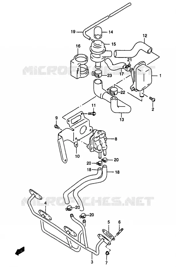 SYSTÈME DE RECYCLAGE GAZ D'ECHAPPEMENT (GSF1200SAV/SAW/SAX/SAY E18) Suzuki MOTO 1200 BANDIT 2000  GSF1200SY(T/V/W/X/Y)