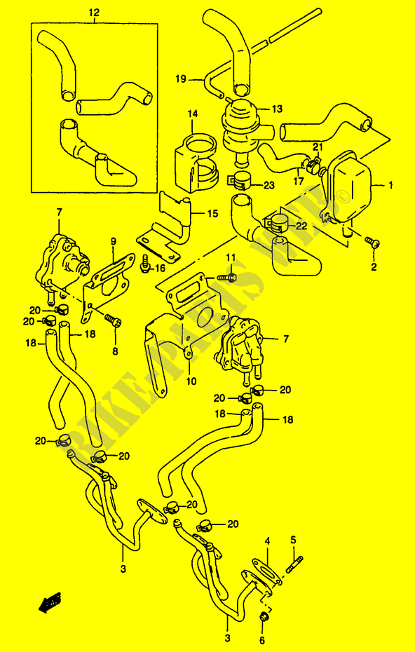 SYSTÈME DE RECYCLAGE GAZ D'ECHAPPEMENT (GSF1200ST/SV/SW/SX/SY E18) pour Suzuki BANDIT 1200 1999