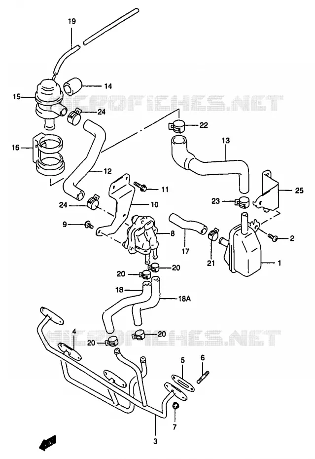 SYSTÈME DE RECYCLAGE GAZ D'ECHAPPEMENT (GSF1200W/X/Y E18) Suzuki MOTO 1200 BANDIT 1998  GSF1200SAW(T/V/W/X/Y)