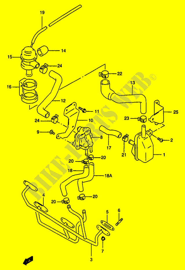 SYSTÈME DE RECYCLAGE GAZ D'ECHAPPEMENT (GSF1200W/X/Y E18) pour Suzuki BANDIT 1200 1999