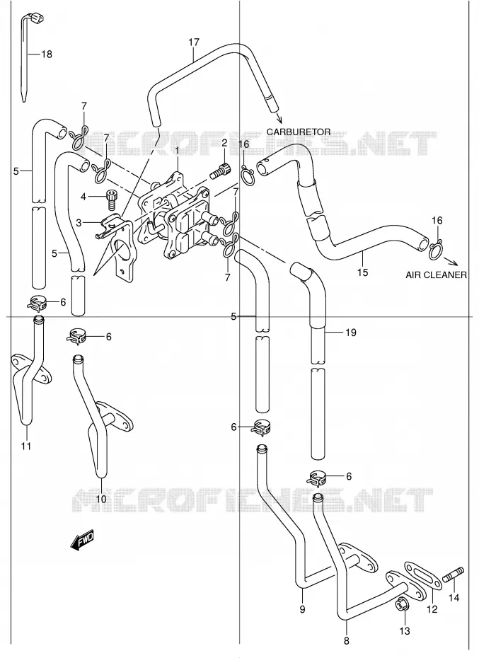 SYSTÈME DE RECYCLAGE GAZ D'ECHAPPEMENT Suzuki MOTO 1200 BANDIT 2001  GSF1200K1(E2)