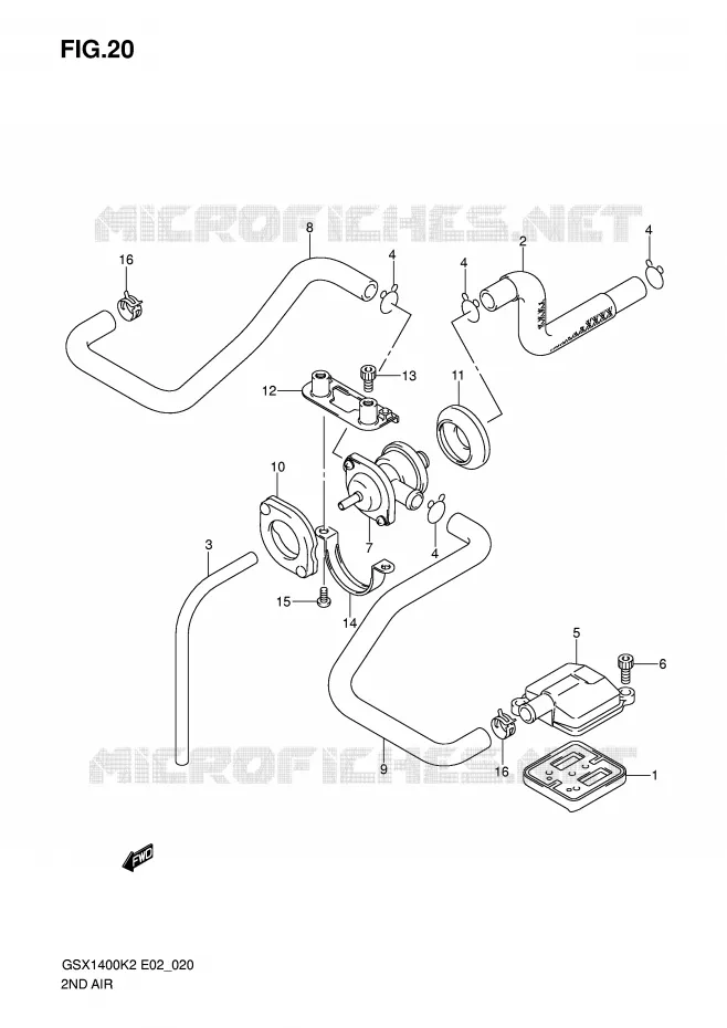 SYSTÈME DE RECYCLAGE GAZ D'ECHAPPEMENT Suzuki MOTO 1400 GSX 2005  GSX1400K5(E2)