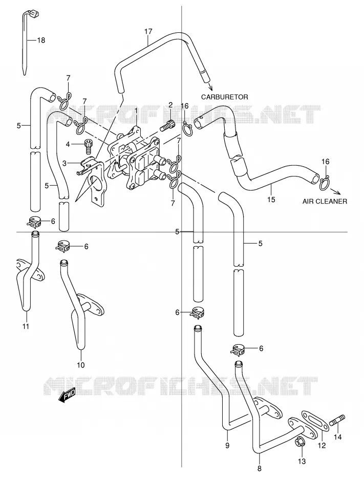 SYSTÈME DE RECYCLAGE GAZ D'ECHAPPEMENT Suzuki MOTO 600 BANDIT 2002  GSF600K2(E2)