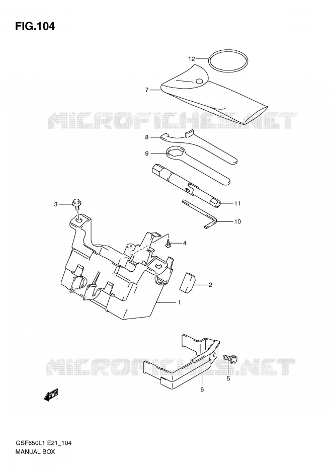 BOITE - TROUSSE A OUTILS (GSF650SUL1 E21) Suzuki MOTO 650 BANDIT 2011  GSF650L1(E21)