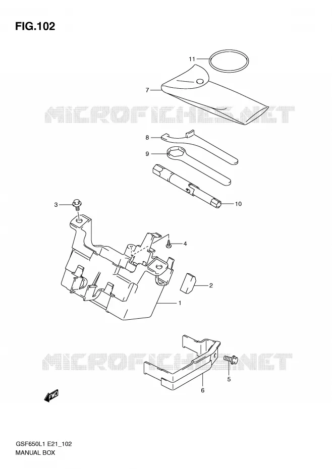 BOITE - TROUSSE A OUTILS (GSF650UAL1 E21) Suzuki MOTO 650 BANDIT 2011  GSF650SAL1(E21)