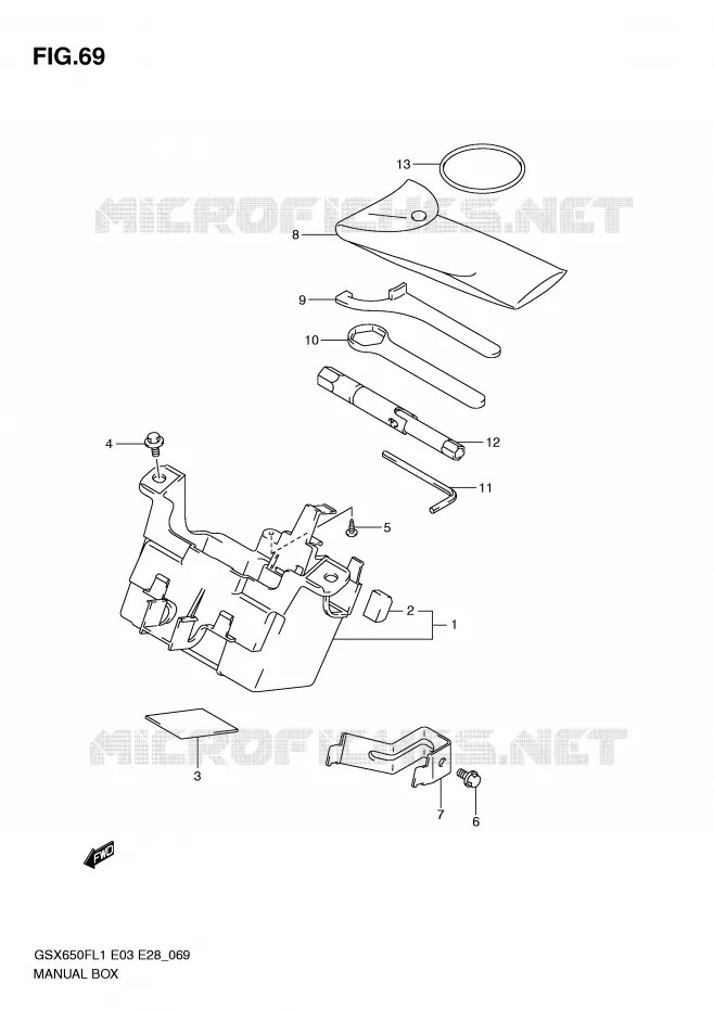 BOITE - TROUSSE A OUTILS Suzuki MOTO 650 GSX-F 2011  GSX650FL1(E3/E28)