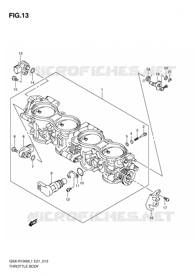 CORPS DE PAPILLON (GSX-R1000L1 E21) Suzuki MOTO 1000 GSX-R 2011  GSX-R1000L1(E21)