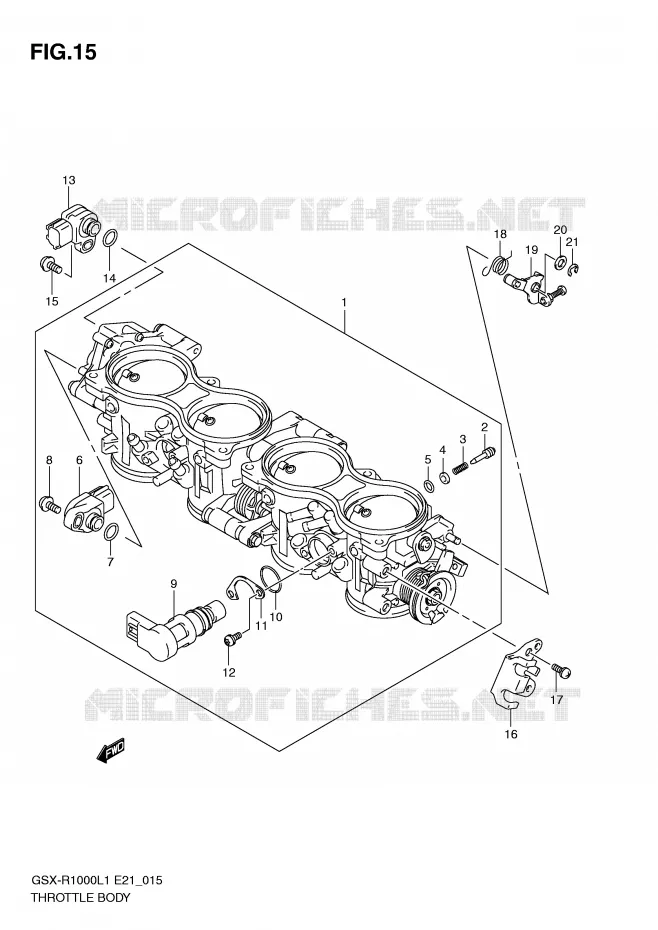 CORPS DE PAPILLON (GSX-R1000L1 E51) Suzuki MOTO 1000 GSX-R 2011  GSX-R1000L1(E21)