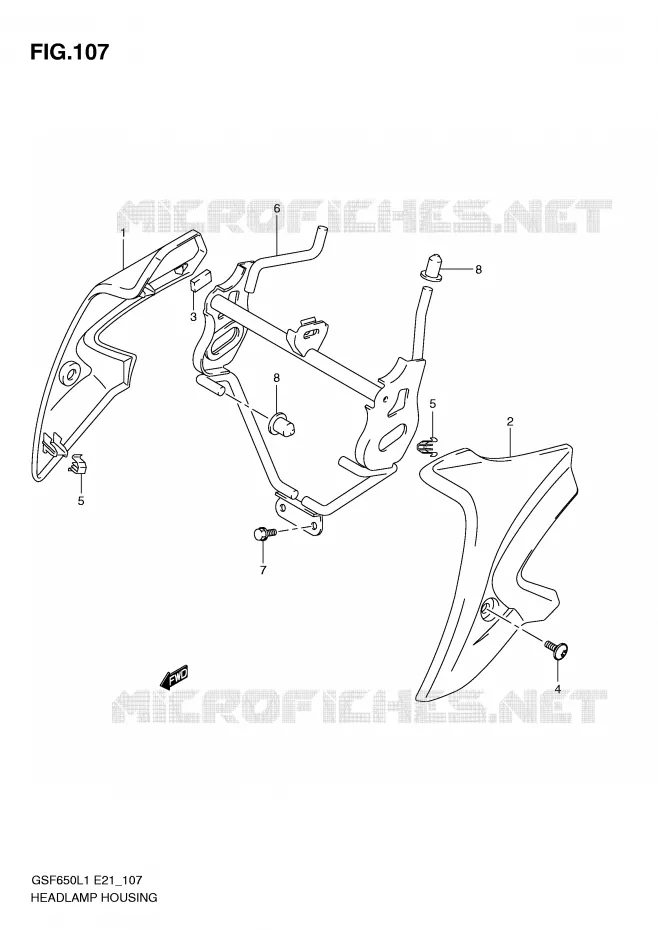 COUVERCLE DE PHARE (GSF650L1 E21) Suzuki MOTO 650 BANDIT 2011  GSF650UL1(E21)