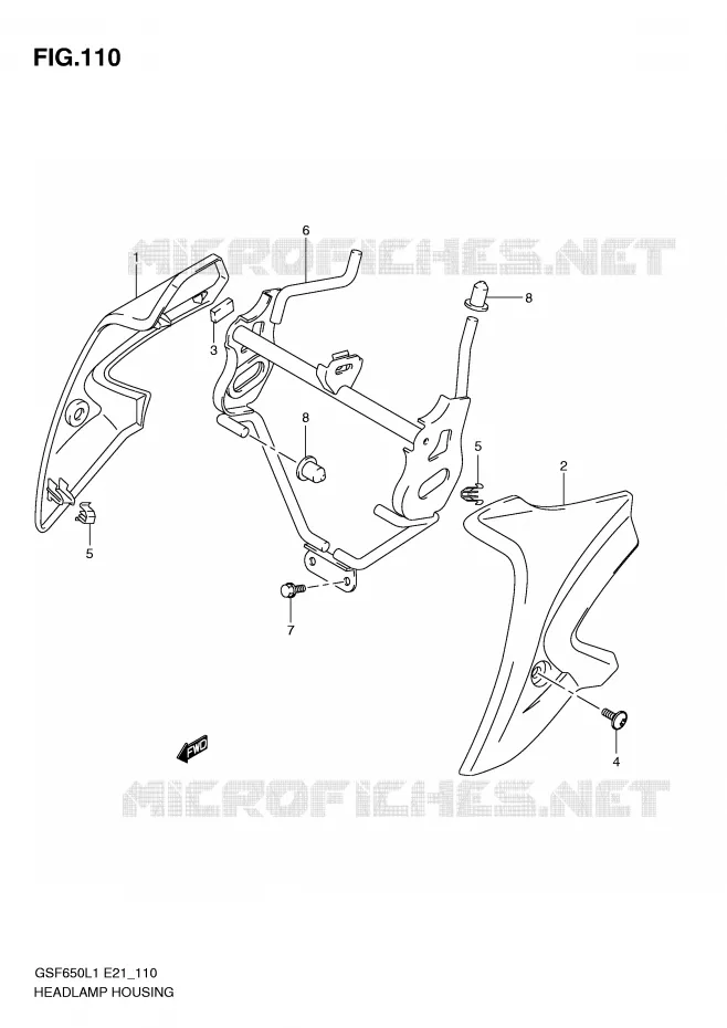 COUVERCLE DE PHARE (GSF650UAL1 E21) Suzuki MOTO 650 BANDIT 2011  GSF650SAL1(E21)