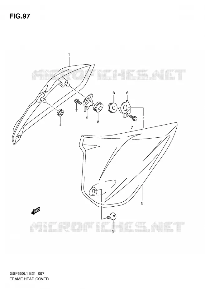 COUVERCLES DE CADRE AVANT (GSF650AL1 E21) Suzuki MOTO 650 BANDIT 2011  GSF650UL1(E21)