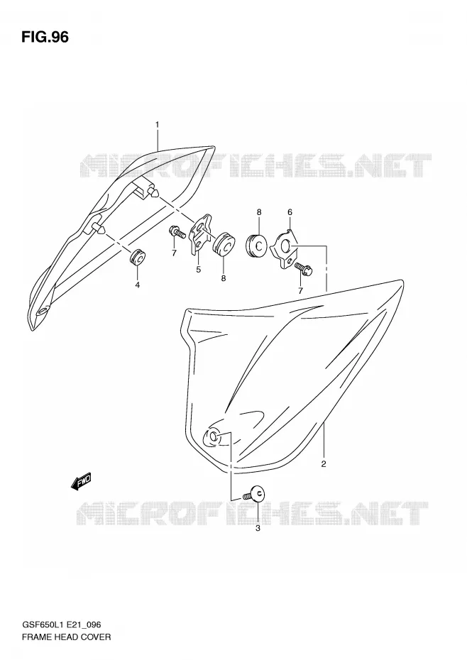 COUVERCLES DE CADRE AVANT (GSF650UL1 E21) Suzuki MOTO 650 BANDIT 2011  GSF650AL1(E21)