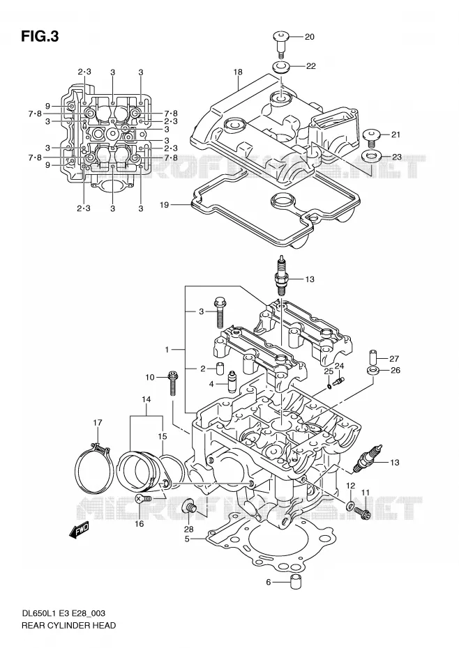 CULASSE ARRIERE Suzuki MOTO 650 V-STROM 2011  DL650L1(E3)