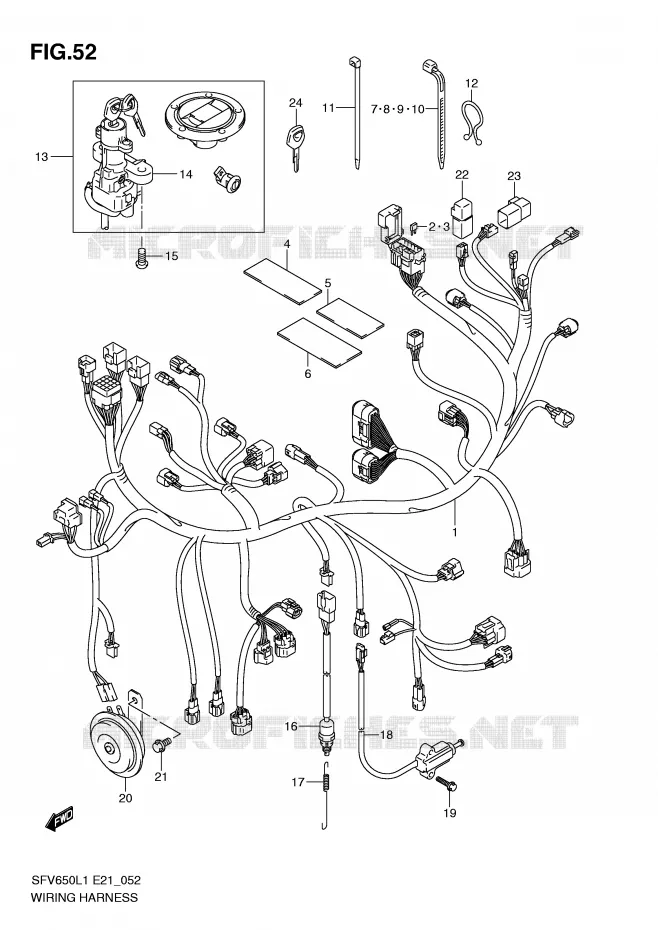 FAISCEAU ELECTRIQUE (SFV650L1 E24) Suzuki MOTO 650 GLADIUS 2011  SFV650UL1(E21)