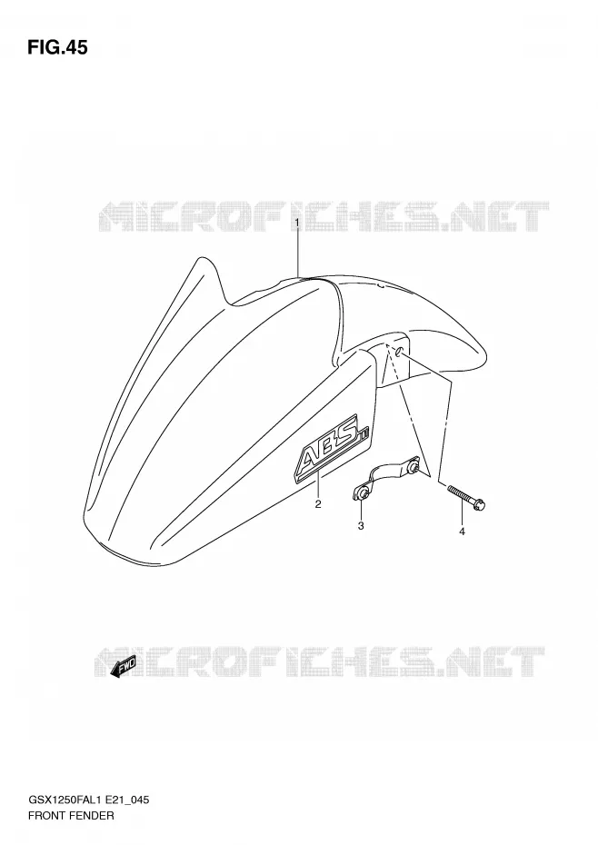 GARDE BOUE AVANT Suzuki MOTO 1250 GSX-F 2011  GSX1250FAL1(E21)