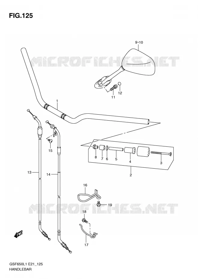 GUIDON (GSF650SAL1 E21) Suzuki MOTO 650 BANDIT 2011  GSF650AL1(E21)