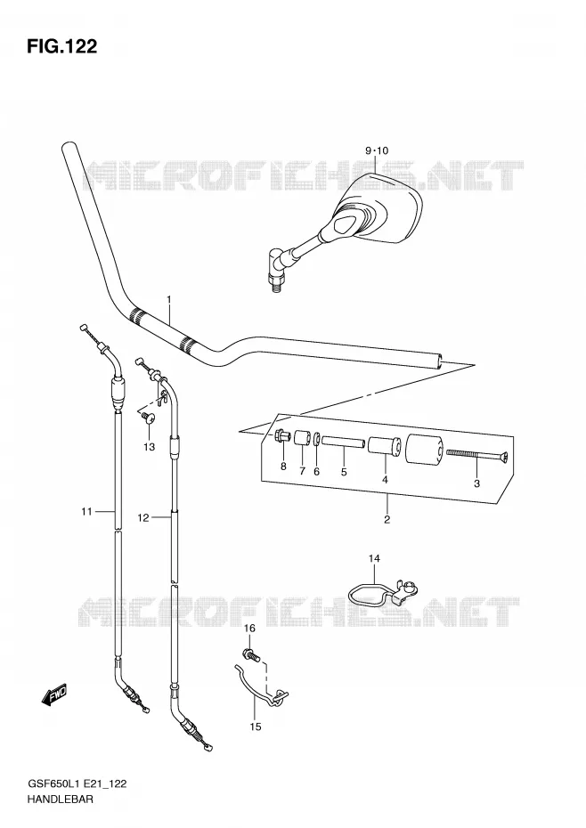 GUIDON (GSF650UAL1 E21) Suzuki MOTO 650 BANDIT 2011  GSF650UL1(E21)