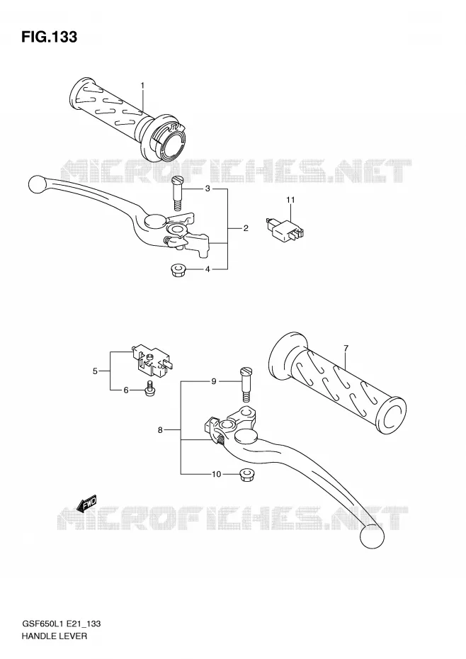 LEVIERS - POIGNEES (GSF650SAL1 E21) Suzuki MOTO 650 BANDIT 2011  GSF650SAL1(E21)