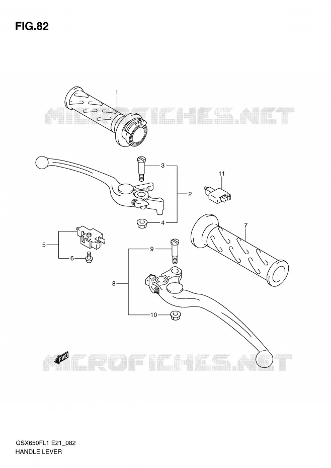 LEVIERS - POIGNEES (GSX650FUAL1 E21) Suzuki MOTO 650 GSX-F 2011  GSX650FAL1(E21)