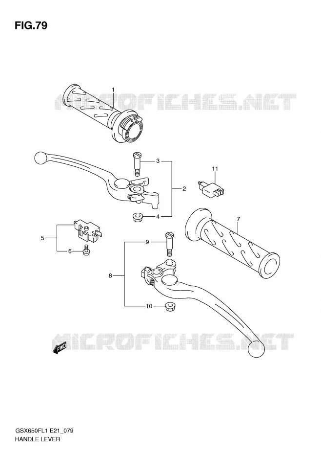 LEVIERS - POIGNEES (GSX650FUL1 E21) Suzuki MOTO 650 GSX-F 2011  GSX650FUL1(E21)