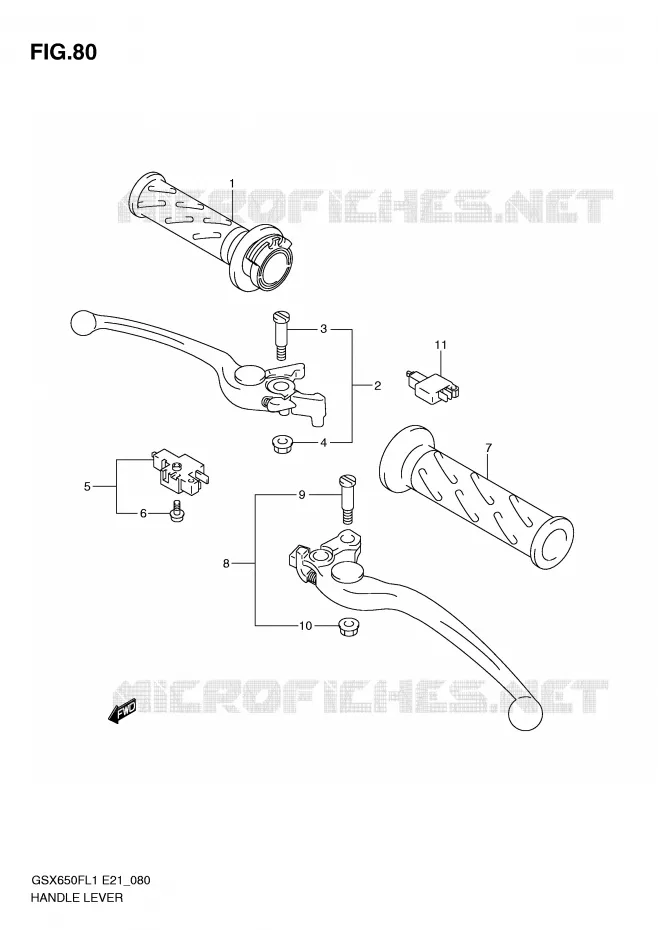 LEVIERS - POIGNEES (GSX650FUL1 E24) Suzuki MOTO 650 GSX-F 2011  GSX650FAL1(E21)