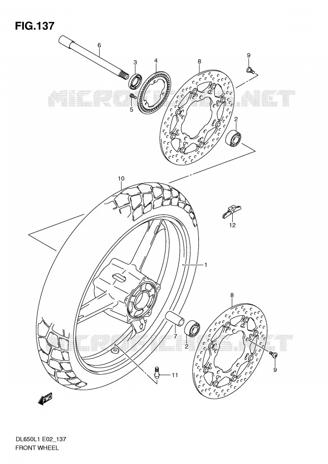 ROUE AVANT (DL650AL1 E19) Suzuki MOTO 650 V-STROM 2011  DL650L1(E2)