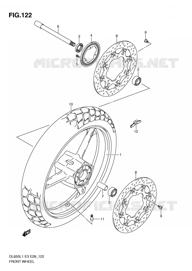 ROUE AVANT (DL650AL1 E28) Suzuki MOTO 650 V-STROM 2011  DL650L1(E3)