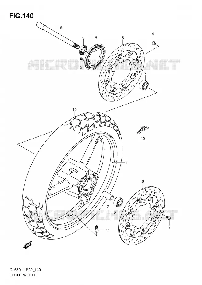 ROUE AVANT (DL650AUEL1 E19) Suzuki MOTO 650 V-STROM 2011  DL650L1(E2)