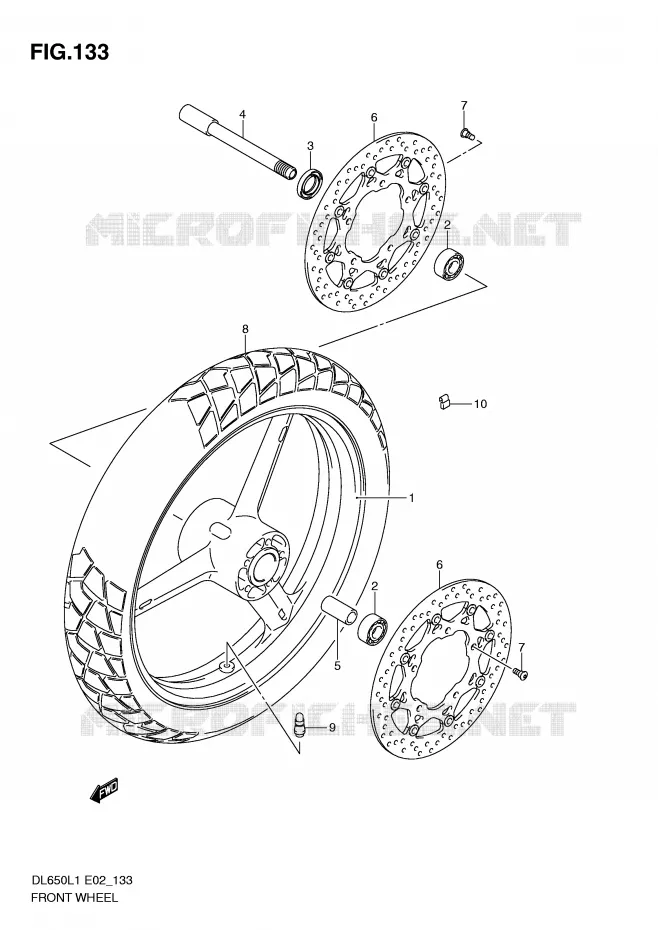 ROUE AVANT (DL650L1 E2) Suzuki MOTO 650 V-STROM 2011  DL650UEL1(E2)
