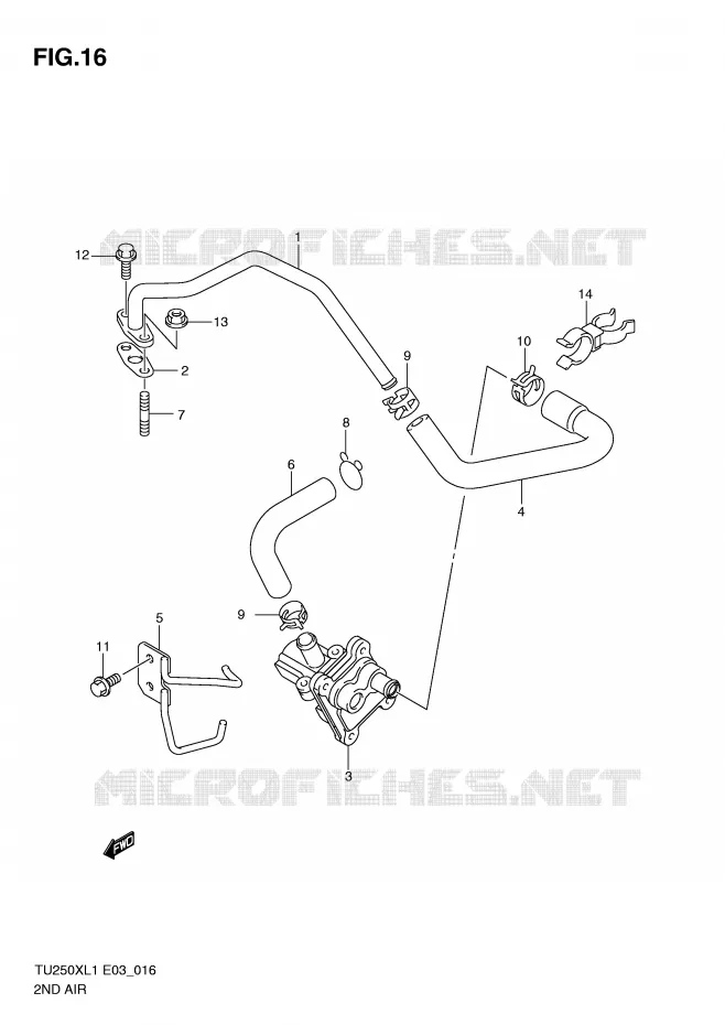 SYSTEME RECYCLAGE GAZ ECHAPPEMENT Suzuki MOTO 250 TU 2011  TU250XL1(E3)