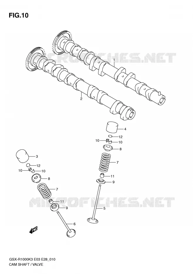 ARBRE A CAMES - SOUPAPES Suzuki MOTO 1000 GSX-R 2004  GSX-R1000ZK4(E3/E28)