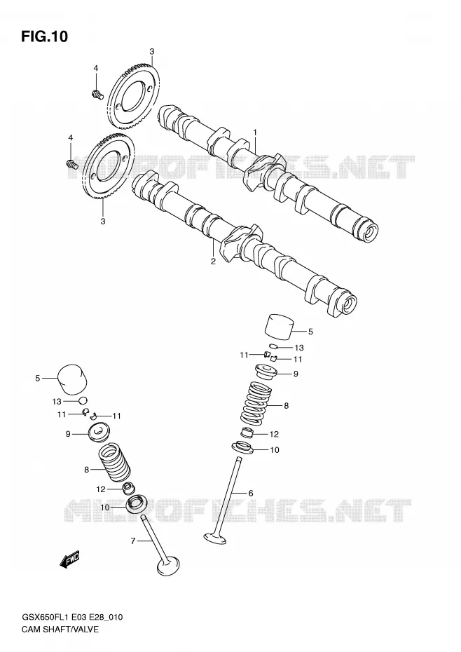 ARBRE A CAMES - SOUPAPES Suzuki MOTO 650 GSX-F 2011  GSX650FAL1(E3/E28)
