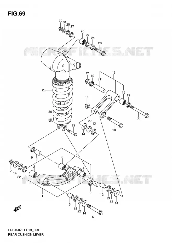 BIELLETTE DE SUSPENSION ARRIERE (LT-R450L1 E19) Suzuki QUAD 450 QUADRACER 2011  LT-R450L1(E19)