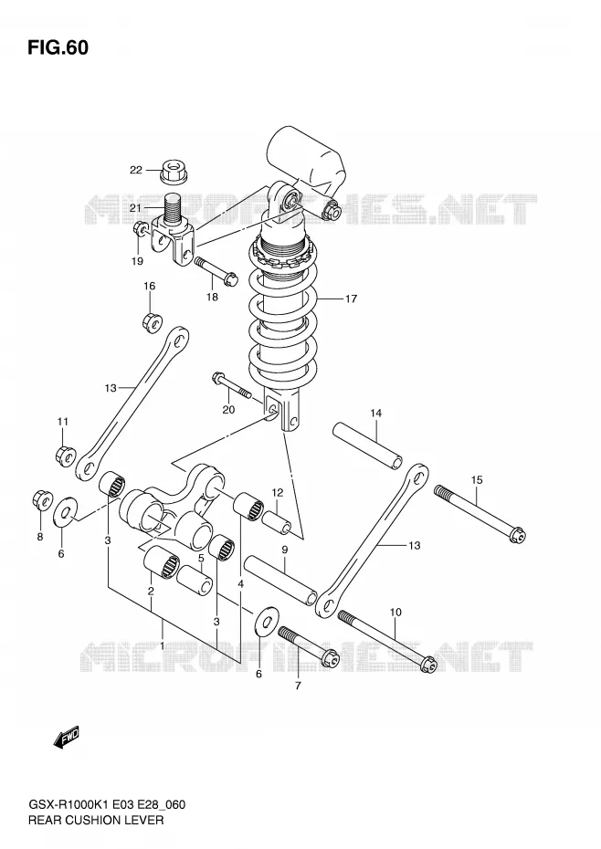 BIELLETTE DE SUSPENSION ARRIERE Suzuki MOTO 1000 GSX-R 2001  GSX-R1000K1(E3/E28)