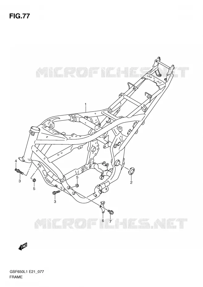 CADRE (GSF650UL1 E21) Suzuki MOTO 650 BANDIT 2011  GSF650SAL1(E21)